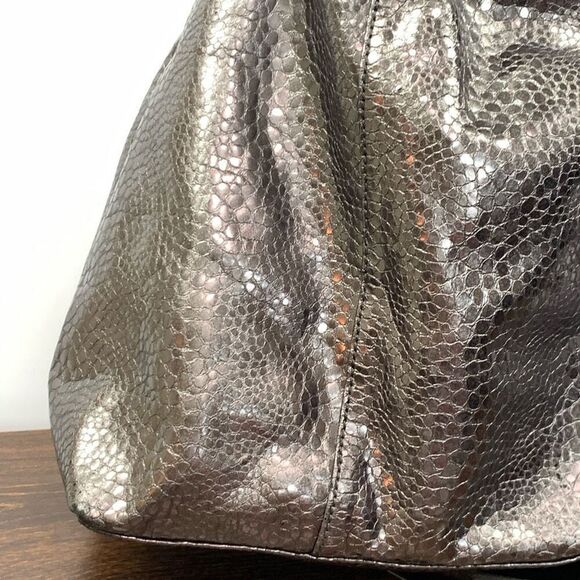 Cynthia Rowley Women's Metallic Snakeskin Pattern Gold Tone Hobo Bag Brown - Picture 2 of 11